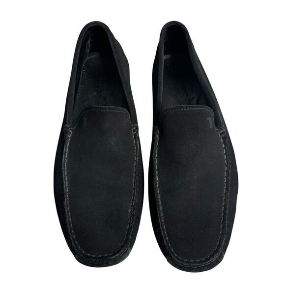 Tod's Suede Driving Loafer Shoes Black Size 7 - Picture 2 of 7